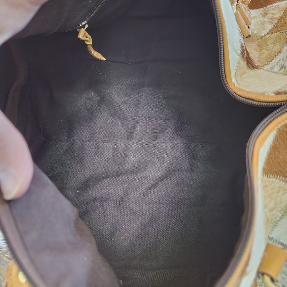 Boho Ranch Luxe Brown Patchwork Cowhide Weekender… - image 5